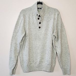 IZOD Mock Neck Long Sleeve Pullover Knit 1/4 Botton Sweater